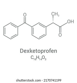 chemical structure of Dexketoprofen (C16H14O3)