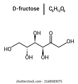 chemical structure of d-fructose (C6H12O6)