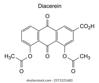 Chemical structure of diacerein, drug substance