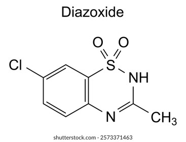 Chemical structure of diazoxide, drug substance