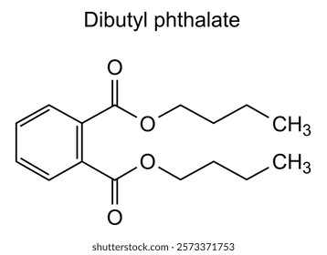 Chemical structure of dibutyl phthalate, drug substance