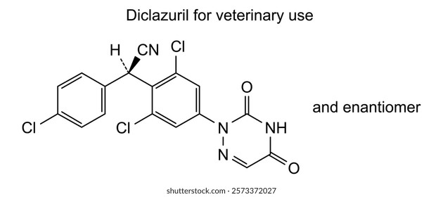 Chemical structure of diclazuril for veterinary use, drug substance