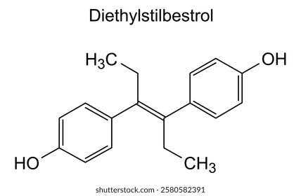 Chemical structure of diethylstilbestrol, drug substance