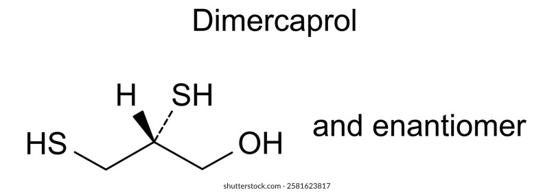 Chemical structure of dimercaprol, drug substance