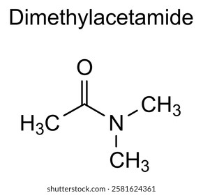 Chemical structure of dimethylacetamide, drug substance