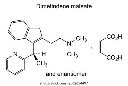 Chemical structure of dimetindene maleate, drug substance