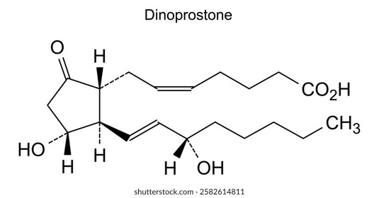 Chemical structure of dinoprostone, drug substance