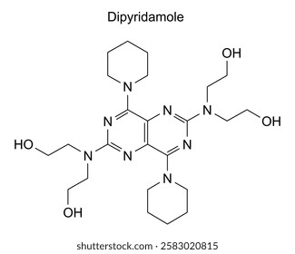 Chemical structure of dipyridamole, drug substance