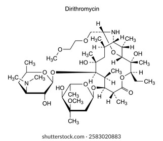 Chemical structure of dirithromycin, drug substance