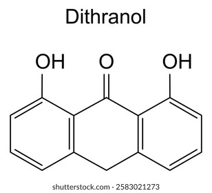 Chemical structure of dithranol, drug substance