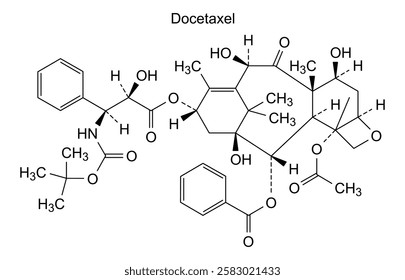 Chemical structure of docetaxel, drug substance