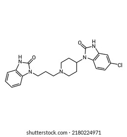 chemical structure of domperidone (C22H24ClN5O2)