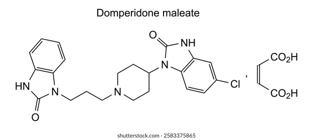 Chemical structure of domperidone maleate, drug substance