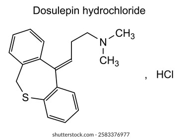 Chemical structure of dosulepin hydrochloride, drug substance