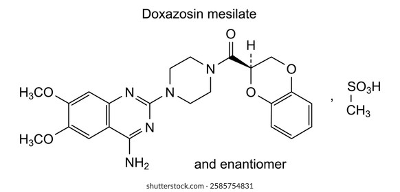 Chemical structure of doxazosin mesilate, drug substance