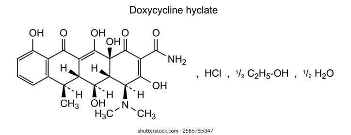 Chemical structure of doxycycline hyclate, drug substance