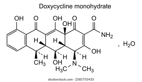 Chemical structure of doxycycline monohydrate, drug substance