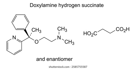 Chemical structure of doxylamine hydrogen succinate, drug substance