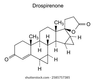 Chemical structure of drospirenone, drug substance