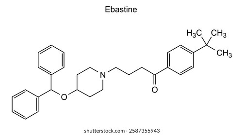 Chemical structure of ebastine, drug substance