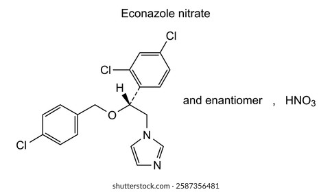 Chemical structure of econazole nitrate, drug substance