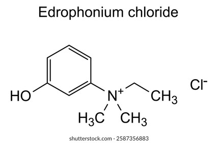 Chemical structure of edrophonium chloride, drug substance