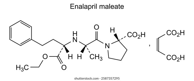 Chemical structure of enalapril maleate, drug substance