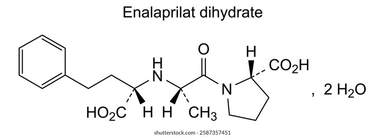 Chemical structure of enalaprilat dihydrate, drug substance