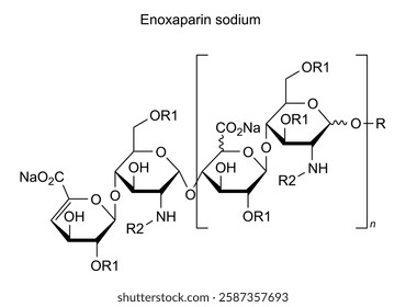 Chemical structure of enoxaparin sodium, drug substance