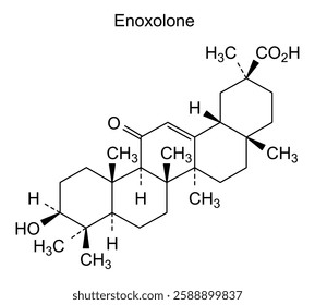 Chemical structure of enoxolone, drug substance