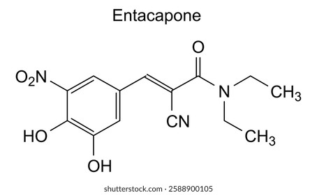 Chemical structure of entacapone, drug substance