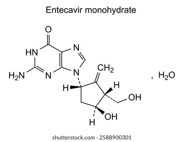 Chemical structure of entecavir monohydrate, drug substance