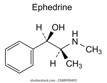 Chemical structure of ephedrine, drug substance