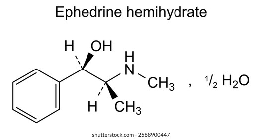 Chemical structure of ephedrine hemihydrate, drug substance