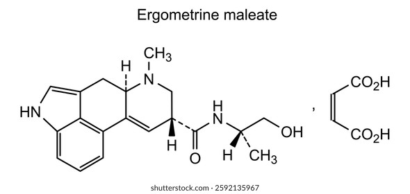 Chemical structure of ergometrine maleate, drug substance