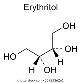 Chemical structure of erythritol, drug substance
