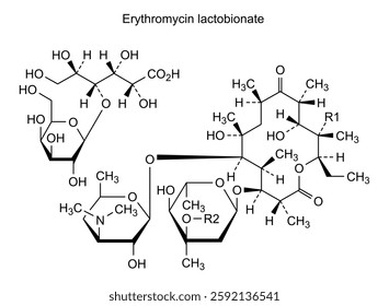 Chemical structure of erythromycin lactobionate, drug substance