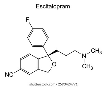 Chemical structure of escitalopram, drug substance