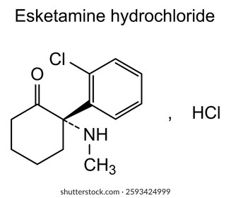 Chemical structure of esketamine hydrochloride, drug substance