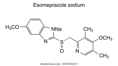 Chemical structure of esomeprazole sodium, drug substance