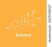 Chemical structure of estetrol, Oestetrol, E4, 15α-Hydroxyestriol, Estra-1,3,5(10)-triene-3,15α,16α,17β-tetrol. is an estrogen medication and naturally occurring steroid hormone vector illustration