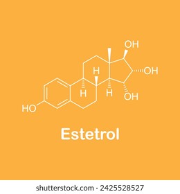 Estructura química del estetrol, estetrol, E4, 15α-hidroxiestriol, estra-1,3,5(10)-trieno-3,15α,16α,17β-tetrol. es un medicamento de estrógeno y una ilustración vectorial de hormona esteroidea natural