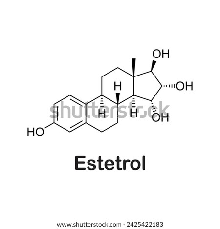 Chemical structure of estetrol, Oestetrol, E4, 15α-Hydroxyestriol, Estra-1,3,5(10)-triene-3,15α,16α,17β-tetrol. is an estrogen medication and naturally occurring steroid hormone vector illustration  [[stock_photo]] © 