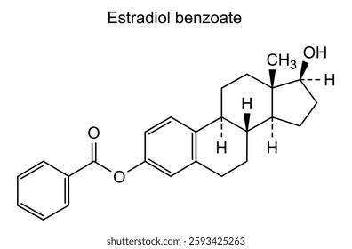 Chemical structure of estradiol benzoate, drug substance