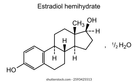 Chemical structure of estradiol hemihydrate, drug substance