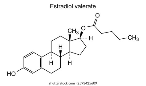 Chemical structure of estradiol valerate, drug substance