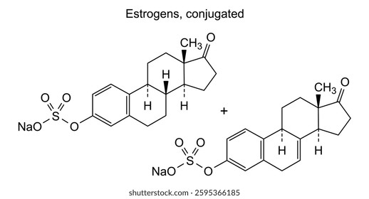 Chemical structure of estrogens, conjugated, drug substance