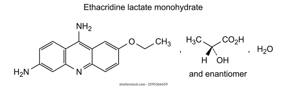 Chemical structure of ethacridine lactate monohydrate, drug substance