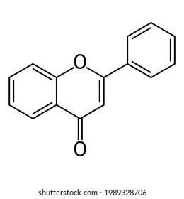 chemical structure of flavone (C15H10O2)