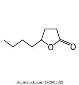 chemical structure of gamma octalactone (C8H14O2)